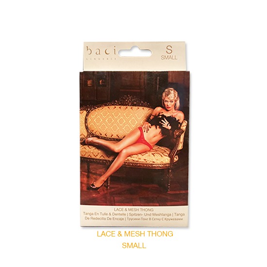 Tanga de Encaje y Malla Rojo Talla CH Baci Lingerie