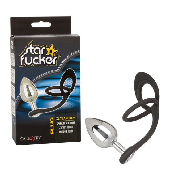 Plug Anal XL Teardrop Starfucker con Anillos de Soporte Negro CalExotics