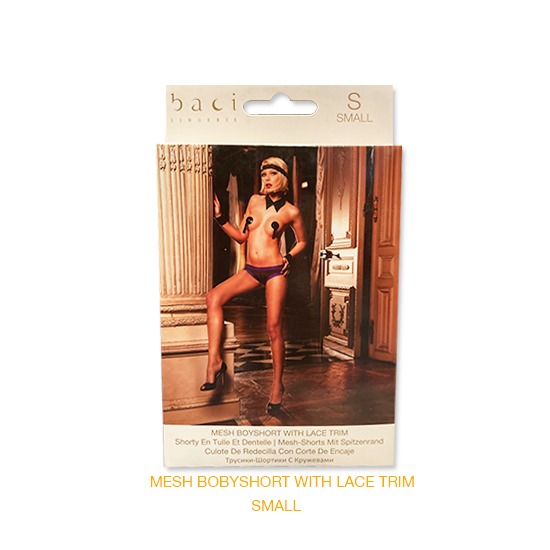 Panty Boyshort de Malla con Encaje Baci Lingerie CH