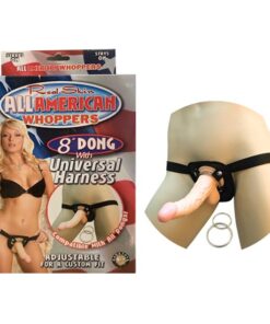 All American Whoppers 8'' Dong With Universal Harness