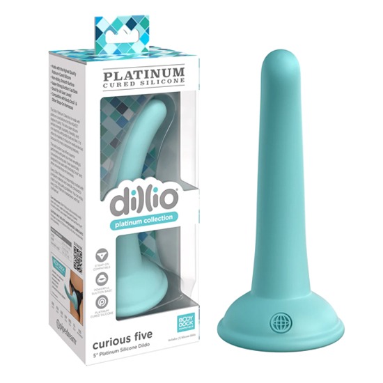 Dildo de Silicona Curious Five Dillio Platinum Collection 13cm Teal