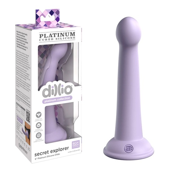 Dildo de Silicona con Ventosa Dillio Platinum Secret Explorer Morado 16cm