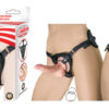 All American Whoppers 5" Curved Dong W/Balls & Universal Harness Flesh