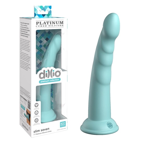 Dildo de Silicona Platinum Dillio Slim Seven 18cm Teal