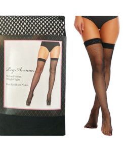 Fishnet Thigh High - One Size - Black