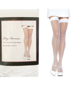 Fishnet Thigh Highs - One Size - White