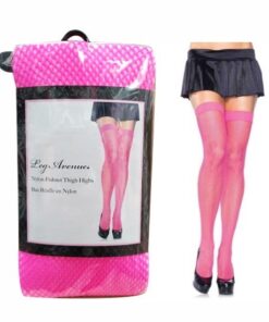 Fishnet Thigh Highs - One Size - Neon Pink
