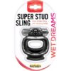 Super Stud Sling With Vibe Cock Ring Black