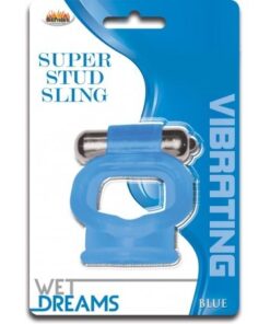 Super Stud Sling With Vibe Cock Ring Blue