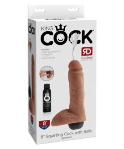 King Cock 8" Squirting Cock with Balls - Tan