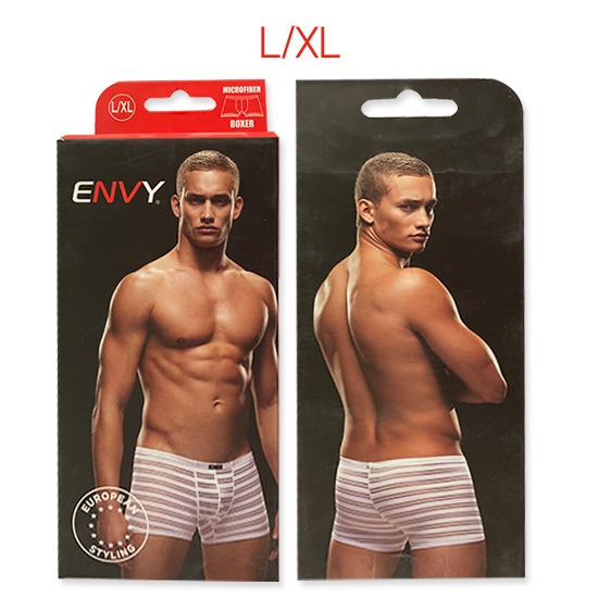 Boxer de Microfibra a Rayas Blanco con Gris Talla L/XL Envy