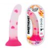 SWEET SEX - SWEET HEART - SILICONE DILDO WITH HEART PRINT PINK 7"