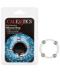 STEEL BEADED SIL RING - LRG