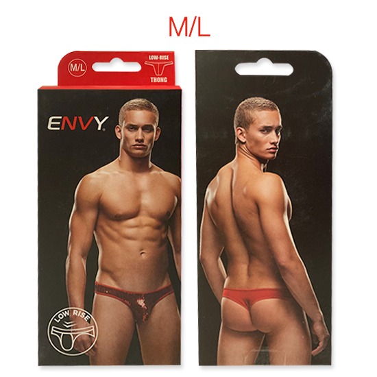 Tanga para Hombre de Lentejuelas Low Rise Red E032 Talla M/L Envy