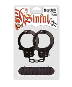 SINFUL METAL CUFFS W/KEYS & LOVE ROPE