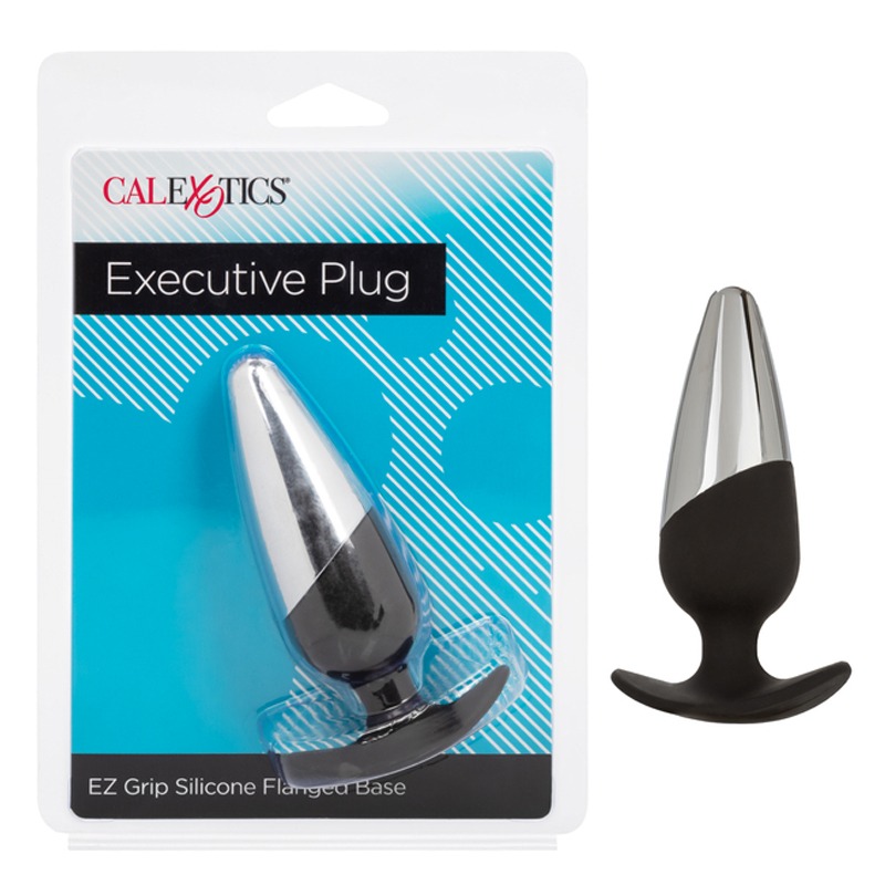 Plug Anal Mediano Executive Plug Plata y Negro CalExotics