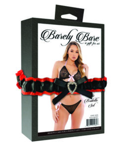 Ribbon Tie Bralette Set, Black