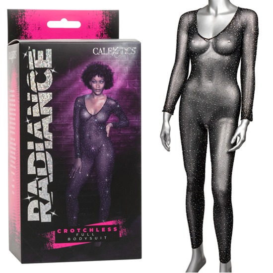 Bodystocking Abierto Radiance Crotchless Full Bodysuit Negro Unitalla CalExotics