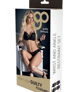 Wrist And Ankle Restraint Set Black - Guilty Pleasure