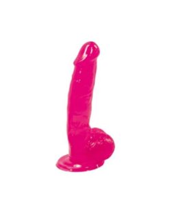 8" Slim Jelly With Suction Pink