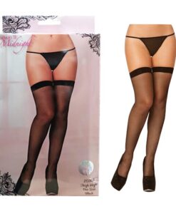 Fishnet Thigh High - One Size - Black