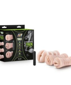 M for Men - 3-Pack Self-Lubricating Vibrating Stroker Sleeve Kit - Vanilla