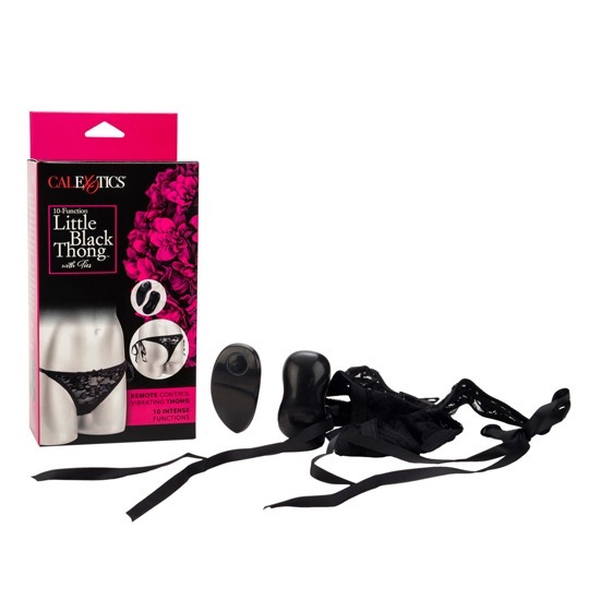 Tanga Vibradora con Control Remoto y Lazos Little Black Thong CalExotics 10 Funciones