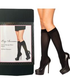 Nylon Opaque Knee Highs - One Size - Black