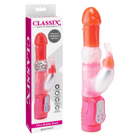 Vibrador Rabbit con Perlas Giratorias Ultra Rabbit Pearl Rosa Classix Pipedream