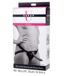 SU Sutra Fleece-Lined Strap On Harness with Vibrator Poch