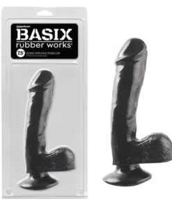 Basix Rubber Works 7.5" Dong with Suction Cup - Black