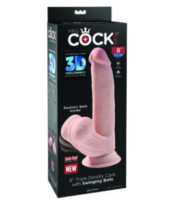 King Cock Plus 8" Triple Density Cock With Swinging Balls - Light
