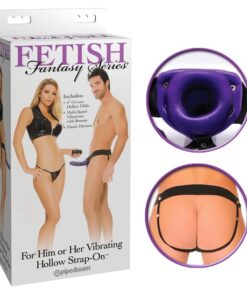 Fetish Fantasy Series For Him or Her Vibrating Hollow Strap-On- Purple/Black