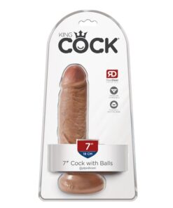 King Cock 7" Cock with Balls - Tan