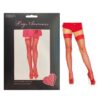 Lace Top Fishnet Stockings - One Size - Red