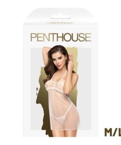 Penthouse All Yours Mesh Baby Doll With Thong-White M/L