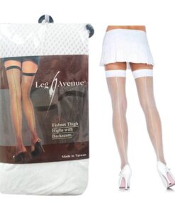 Fiona Fishnet Thigh High Stockings - WHITE