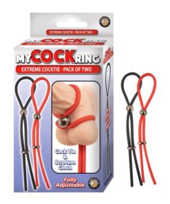MY COCKRING EXTREME COCKTIE-PACK OF TWO-BLACK & RED