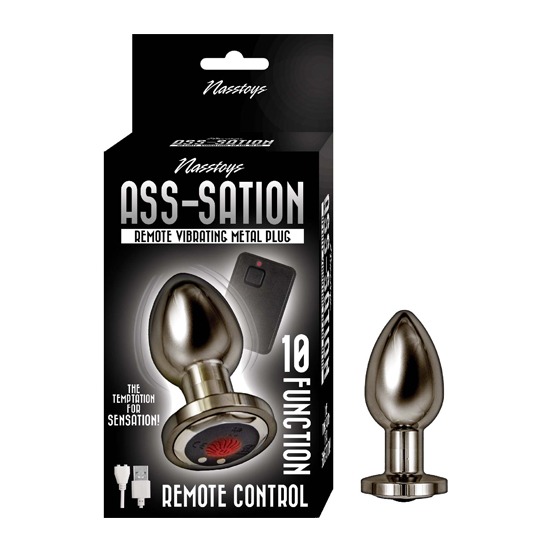 Plug Anal Vibratorio Metálico Ass-Sation con Control Remoto 10 Funciones Nasstoys
