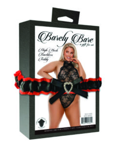 High Neck Backless Teddy, Plus Size