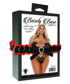 Triple Strap Lace Thong & Gloves, Plus Size, Black