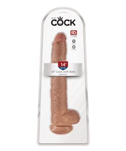 King Cock 14" Cock with Balls - Tan