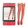 Elastic Top Fishnet Thigh Highs - One Size - Red