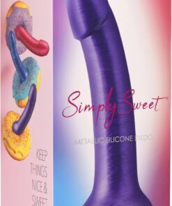 Simply Sweet Metallic Silicone Dildo - Purple