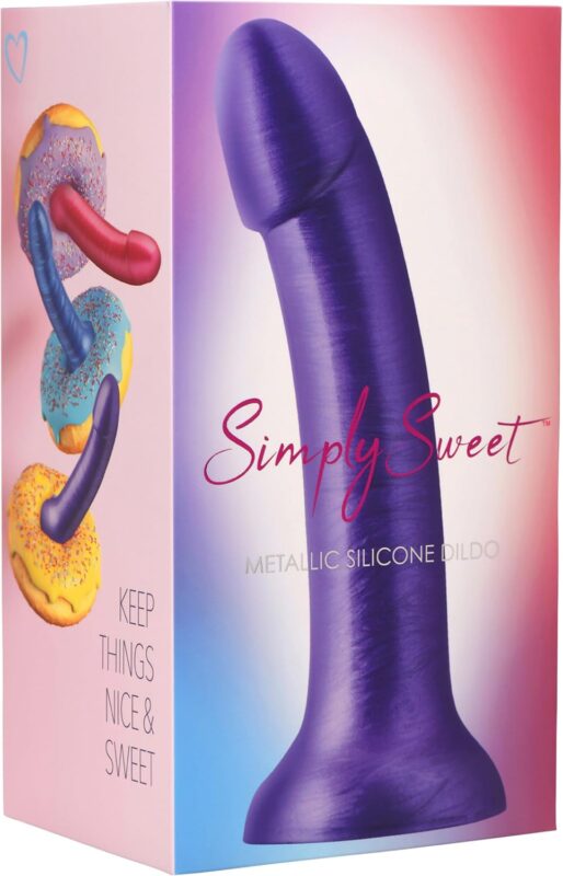 Dildo de Silicona Metálico Simply Sweet Morado 7" (17.8 cm) con Ventosa · fotografía 1