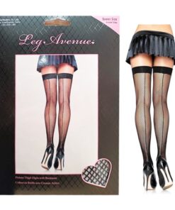 Fishnet Backseam Thigh Highs - Queen Size - Black