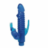 Ribbed Bunny Vibrator W/Anal Tickler Blue