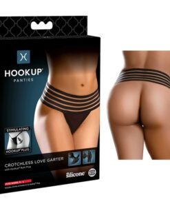 Hookup Panties Crotchless Love Garter - Fits Size S-L