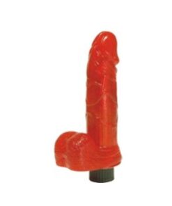 5'' Vibrating Jelly Cock With Balls Red