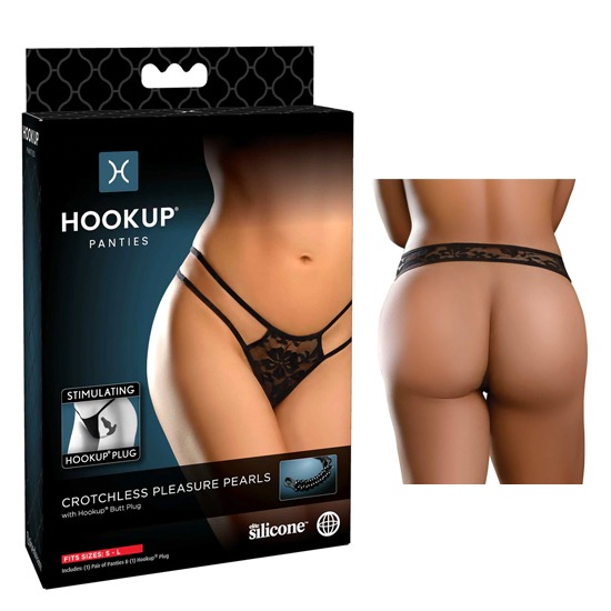 Panty Abierta con Crotchless Perlas Estimulantes y Plug Anal Hookup Unitalla Hookup